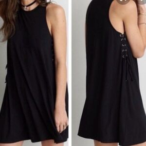 American Eagle Soft & Sexy Side lace up Tank Swing Dress, Black. Size large Tall